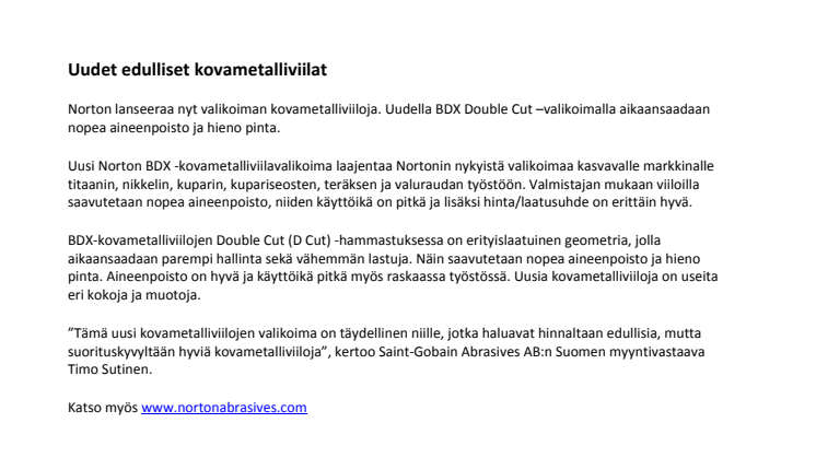 Uudet edulliset kovametalliviilat