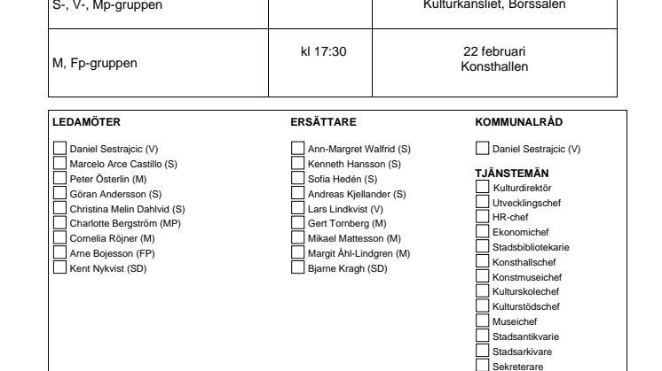 Ärenden på Malmö kulturnämnds sammanträde den 23 februari