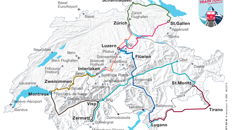 Karte Grand Train Tour of Switzerland