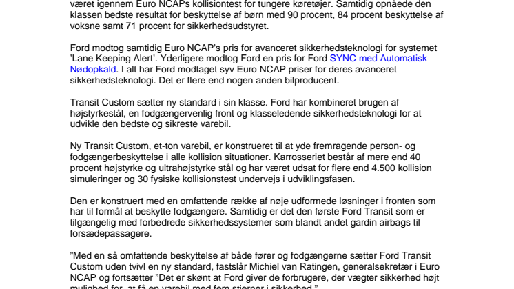 ÅRETS INTERNATIONALE VAREBIL 2013 SÆTTER NY STANDARD FOR SIKKERHED