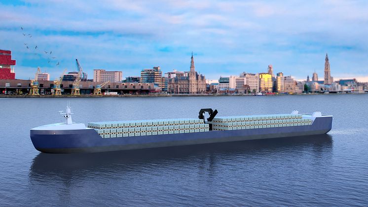 Belgian pallet shuttle barge owned by Blue Line Logistics NV