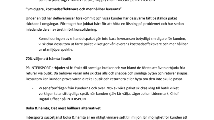 Intersport satsar på miljön: "Färre kassar och effektivare leveranshantering"