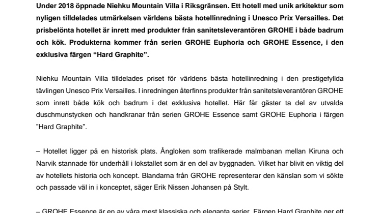 Produkter från GROHE i prisbelönad hotelldesign