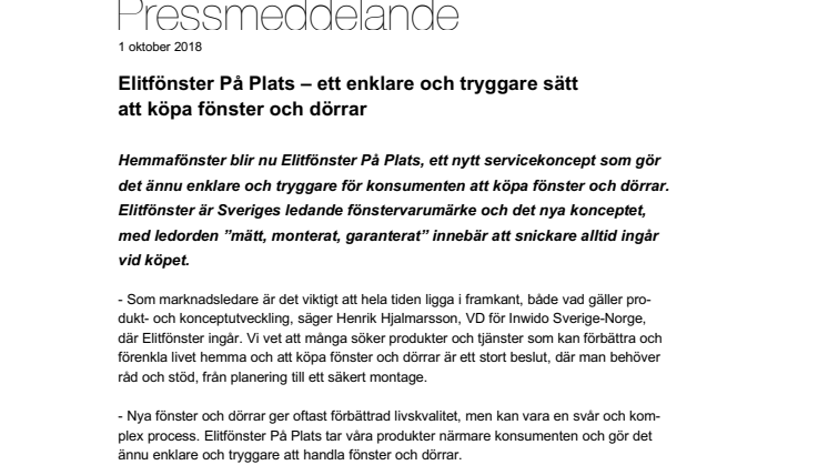 Elitfönster På Plats – ett enklare och tryggare sätt att köpa fönster och dörrar