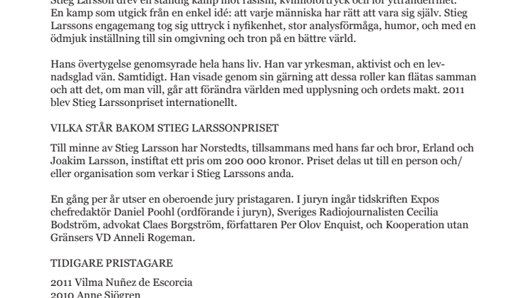 STIEG LARSSONPRISET 2012