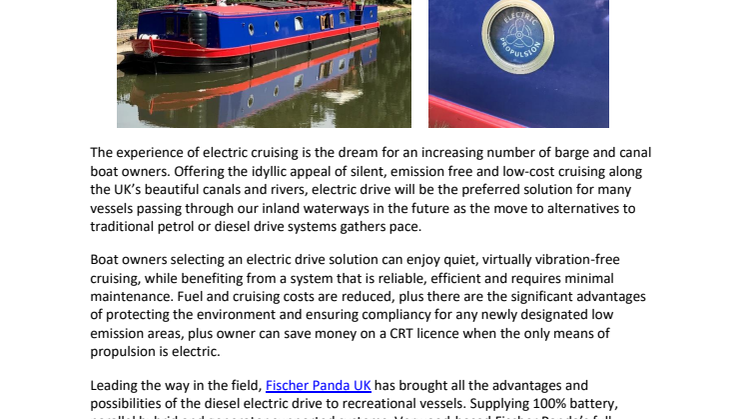 Fischer Panda UK - Electric Propulsion Case Study