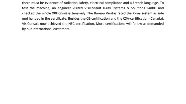 VisiConsult receives NF C 74-100 certification for the French market