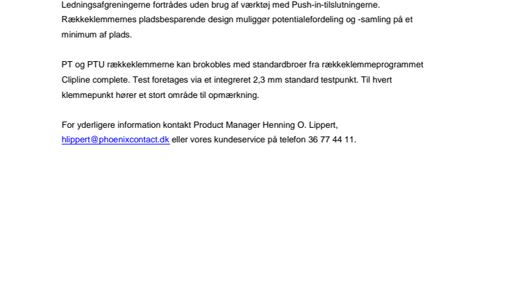 Kompakte potentialesamleklemmer med skrue- og Push-in-tilslutning
