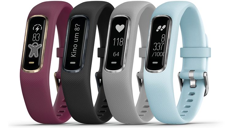 Le vívosmart 4 mince est disponible en quatre couleurs différentes avec des accents métalliques et chic.  