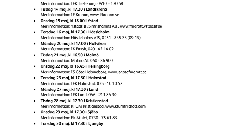 Kontaktinformation till lokala arrangörer av Kalvinknatet