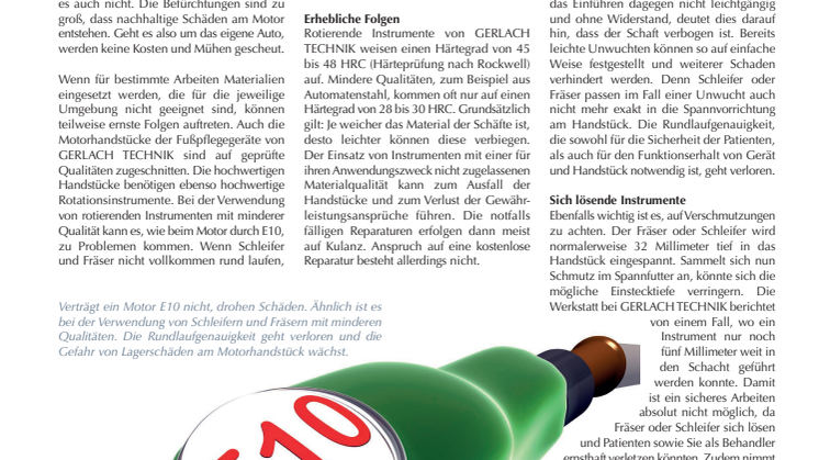 Motorschaden verhindern: Qualitätshandstücke brauchen Qualitätszubehör