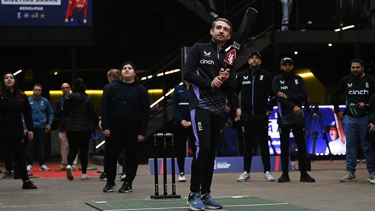 Jamie Goodwin bats at the tape ball showcase in Birmingham