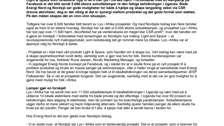 Norskt samarbeide har gitt mer miljøvennlig lys i Uganda