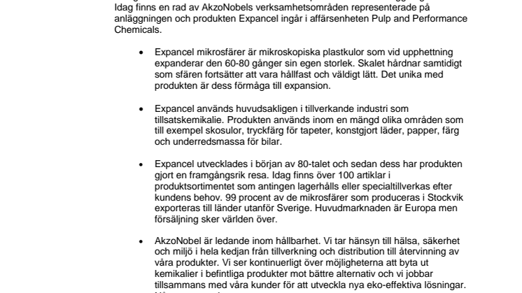 Pressinformation: Om Expancel och anläggningen i Stockvik