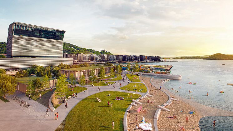 The new Munch Museum and Operastranda. Opens summer 2021.  Photo: Rift