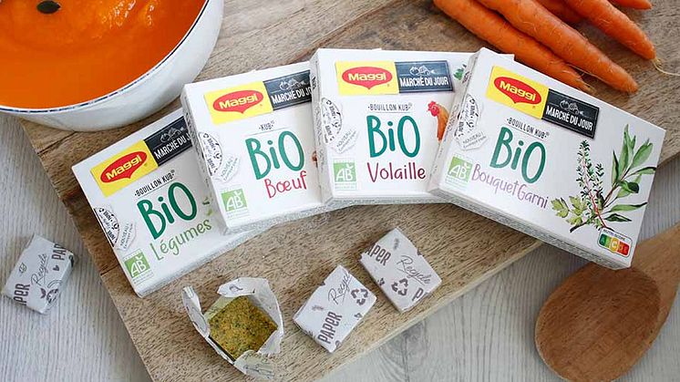 Lige nu testes en banebrydende genanvendelig papiremballage til Maggi-bouillonterninger i Frankrig. 