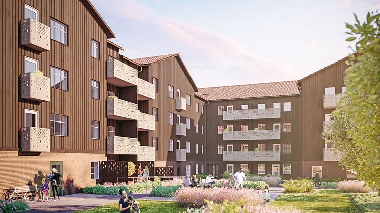 Majstångsgatan gårdsperspektiv. Bild: Okidoki arkitekt