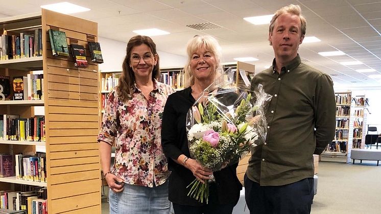 Sundsta-Älvkullegymnasiets bibliotekarier, från vänster, Eva von Knorring Aineström, Hellen Andersson och Per Boström