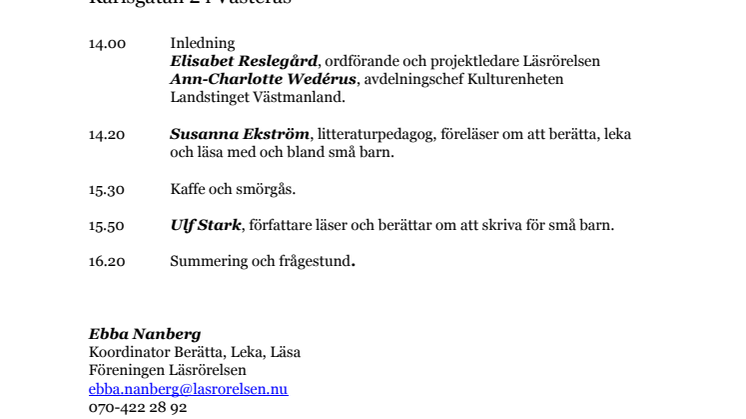 Inledande konferens Västerås 2