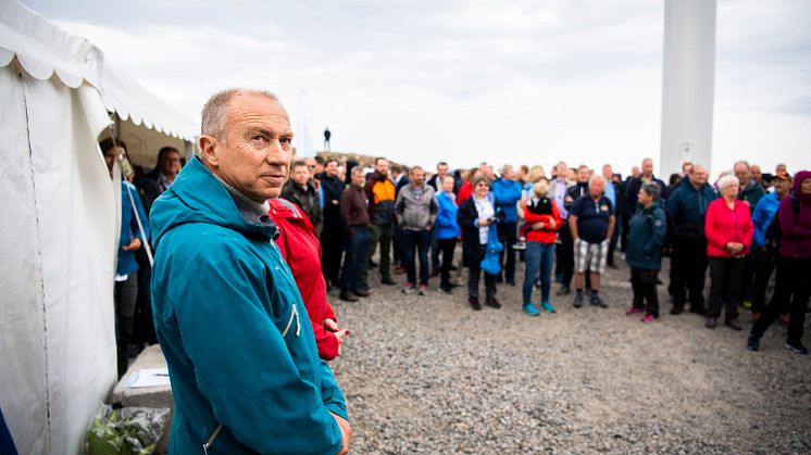 Konsernsjef i Statkraft Christian Rynning-Tønnesen under åpningen av Roan vindpark