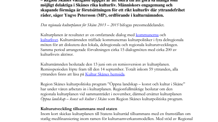 Ny kulturplan för Skåne