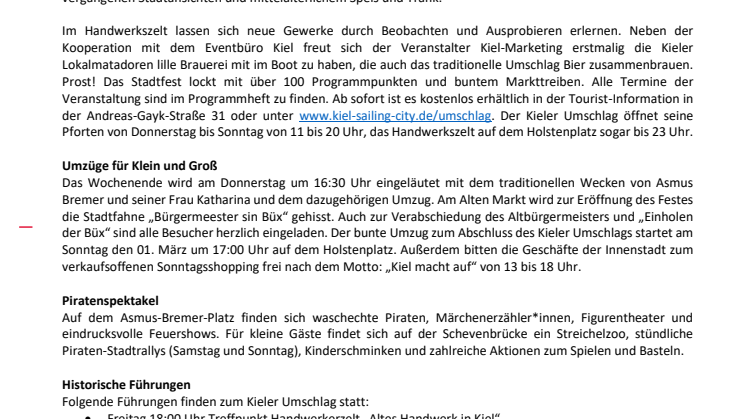 Kieler Umschlag - mittelalterliches Familienfest mit langer Tradition macht eine Zeitreise
