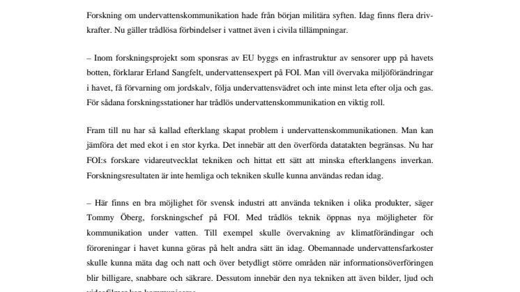 Ny digital teknik för trådlös undervattenskommunikation