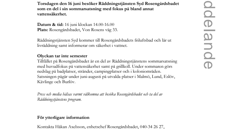 Räddningstjänsten Syd till Rosengårdsbadet