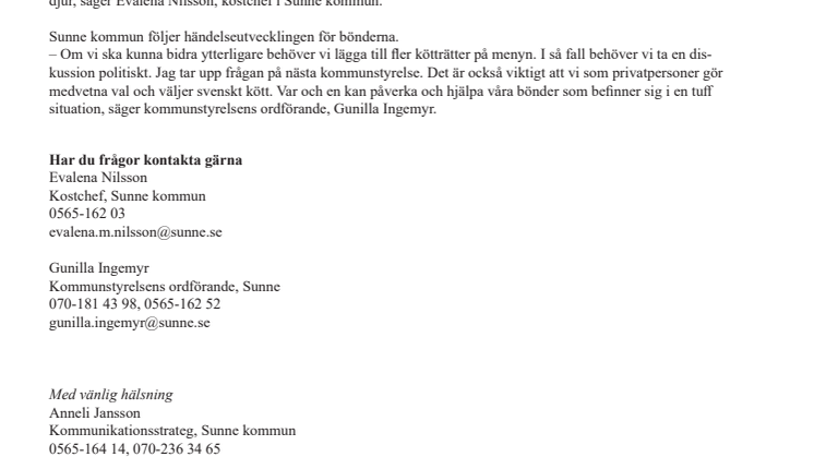 Sunne kommun köper svenskt kött sedan två år