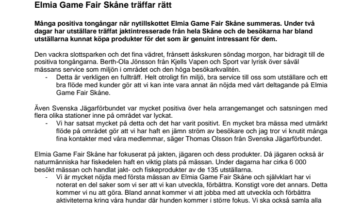 Elmia Game Fair Skåne träffar rätt
