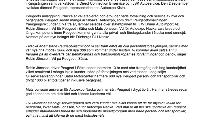 Peugeot stärker sina positioner i Stockholm