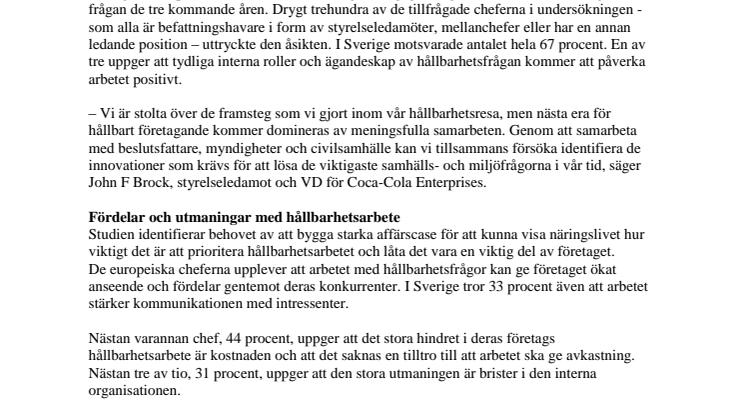 Ledningen viktigaste faktorn för lyckat hållbarhetsarbete
