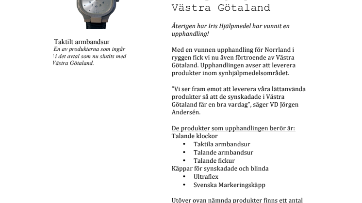 Iris Hjälpmedel vinner upphandling för synhjälpmedel i Västra Götaland