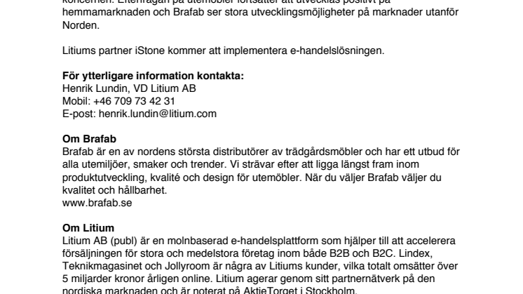 Nordisk möbeldistributör väljer Litium för e-handel