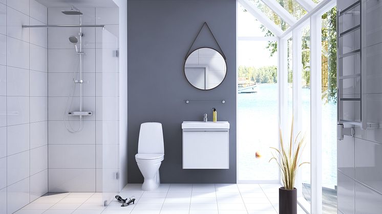 Purus Corner Pearl, väggnära golvbrunn 