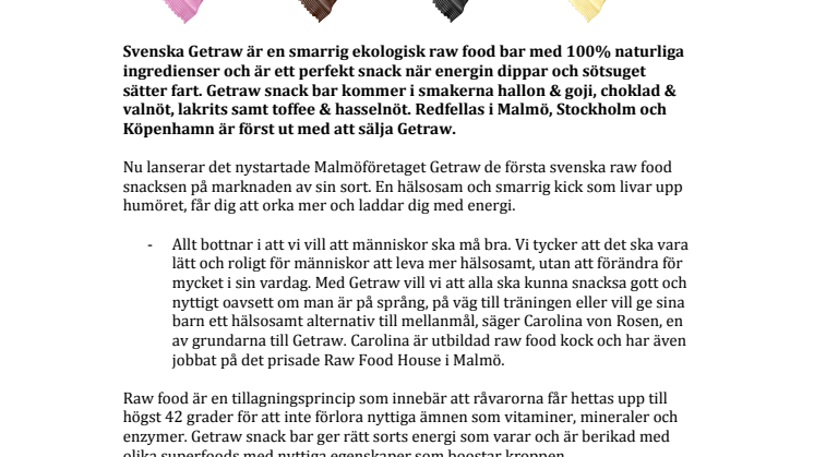 Getraw – det nya goda och nyttiga raw food snackset