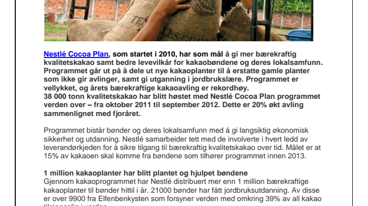 Nestlé Cocoa Plan gir mer bærekraftig kakao 