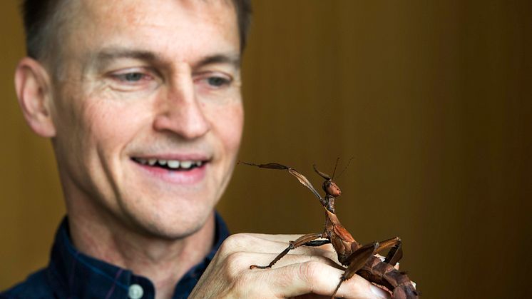 Professor Fredrik Ronquist med vandrande pinne.