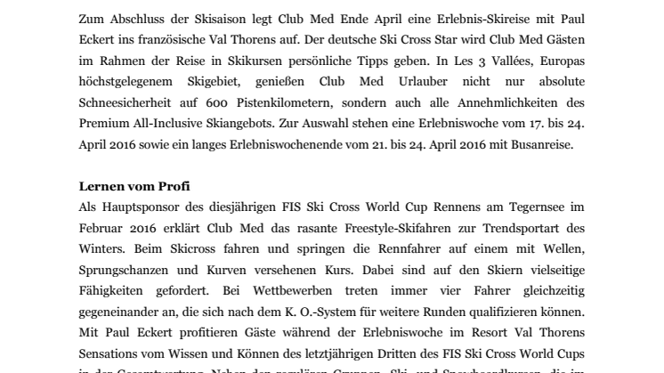 Ski Cross Star im Club Med 
