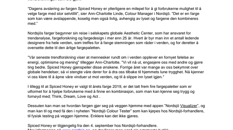 Spiced Honey er årets farge