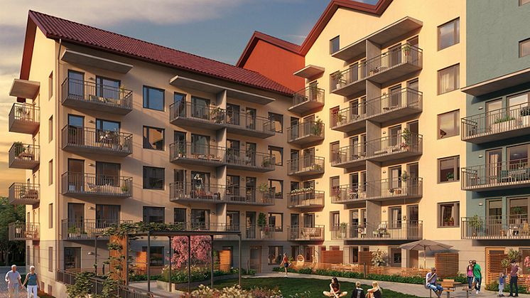 Riksbyggens Brf Aftonfalken i Uppsala som just nu byggs av Skanska.
