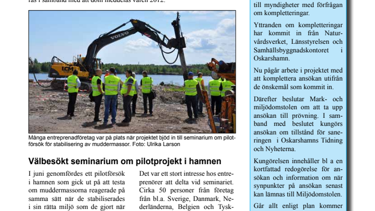 Nyhetsbrev 5 för sanering av Oskarshamns hamnbassäng