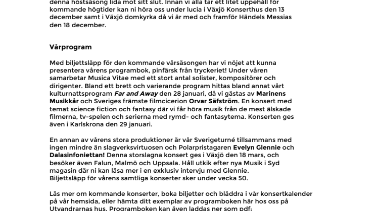 Musica Vitaes vårsäsong