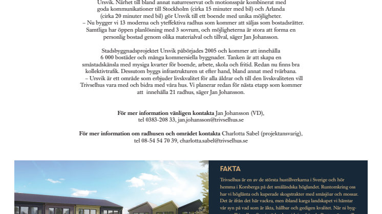 Trivselhus bygger radhus i Ursvik