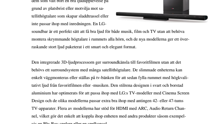 ÖVERRASKANDE STORT LJUD I ELEGANT FORMAT MED LG:S NYA SOUNDBARS 