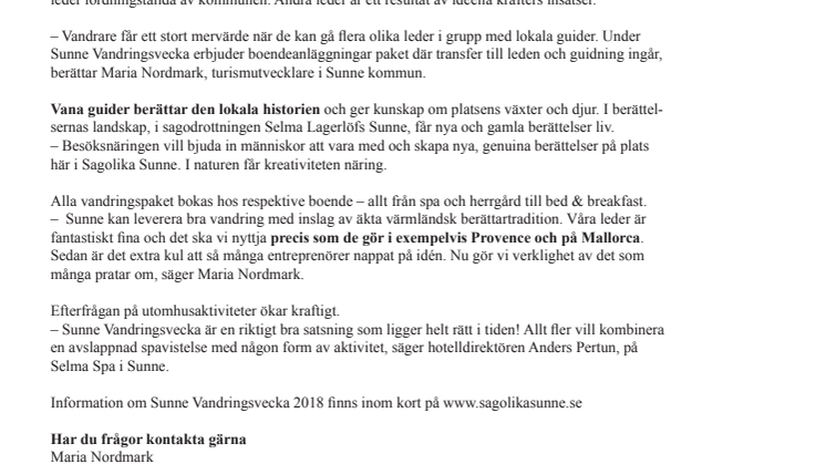 Sunne Vandringsvecka – ny turistattraktion 2018