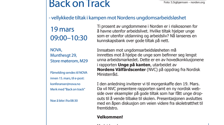 Back on Track - vellykkede tiltak i kampen mot Nordens ungdomsarbeidsløshet