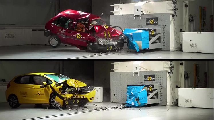 Euro NCAP 20th Anniversary – Thatcham Research crash tests the 1997 Rover 100 and a current Honda Jazz