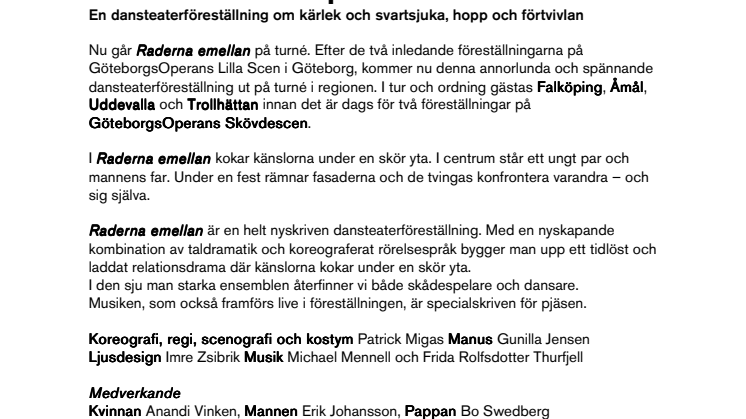 GöteborgsOperans dansteaterföreställning Raderna emellan på regional turné