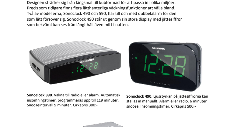 Sonoclock sover inte;  Sveriges mest sålda klockradio i tre nya versioner